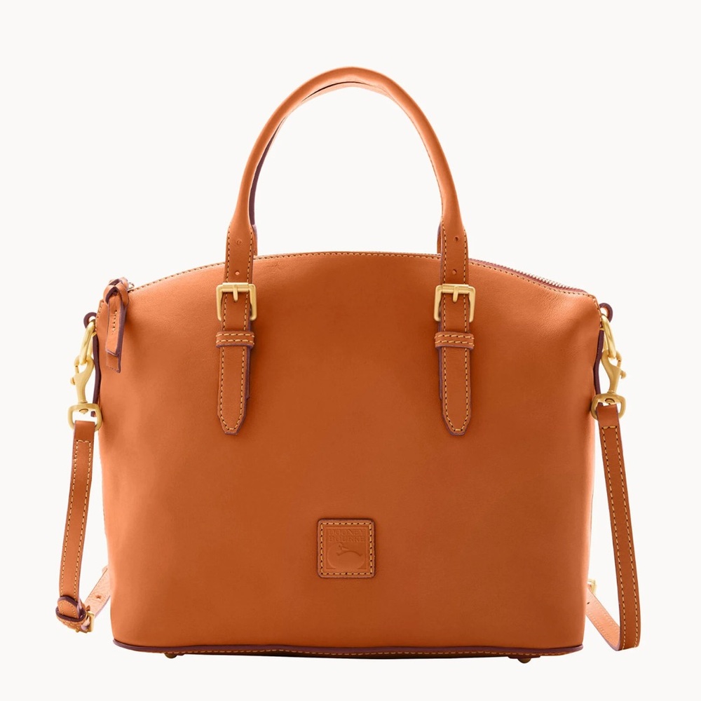 Dooney & Bourke Florentine Domed Natural Leather Satchel‎ + Strap NWT MSRP $598